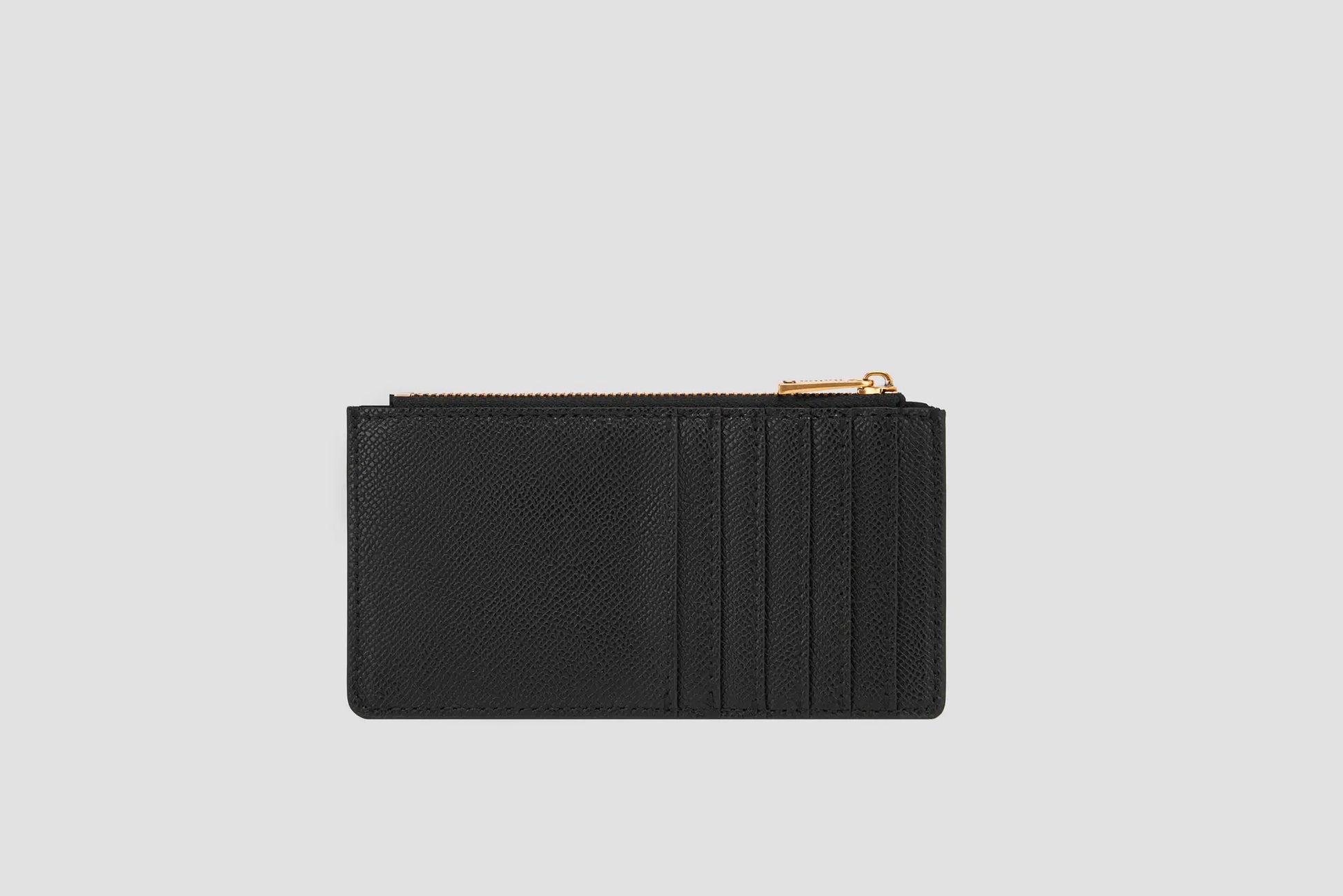 The back view of black llnllm card holder with multiple card slots.