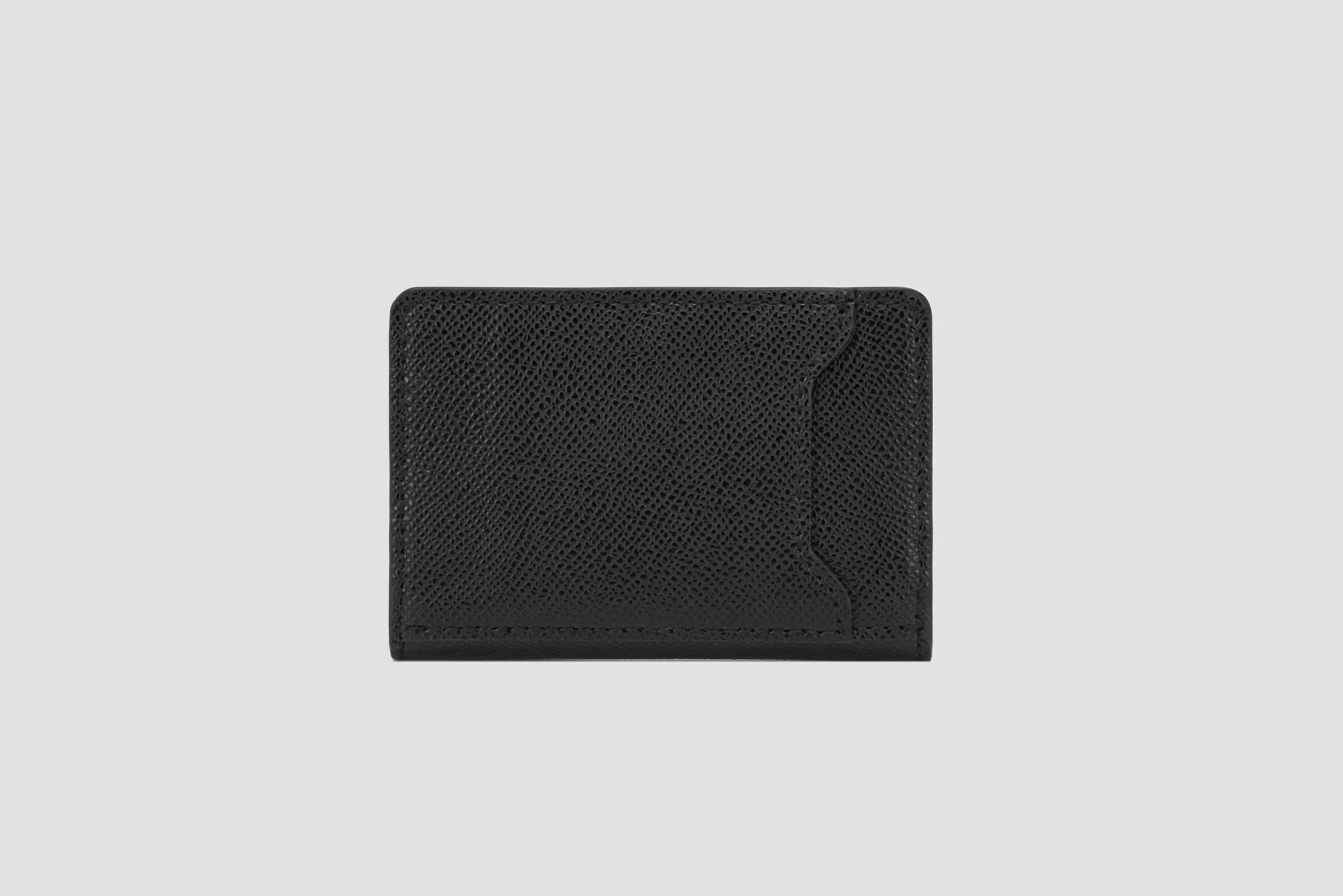 Back view of black wallet with slim pocket design.