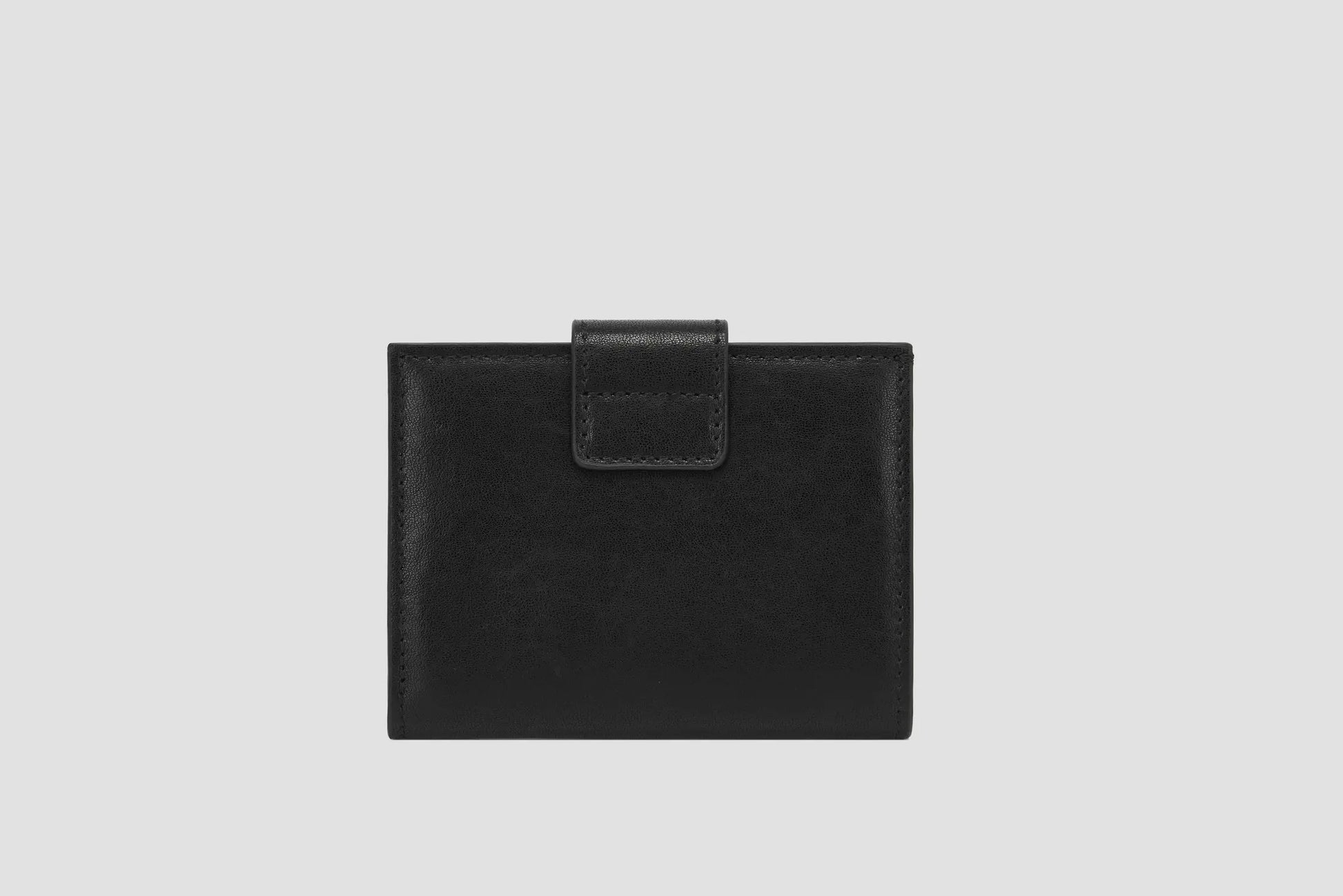 The back view of black llnllm women’s leather wallet, minimalist design.