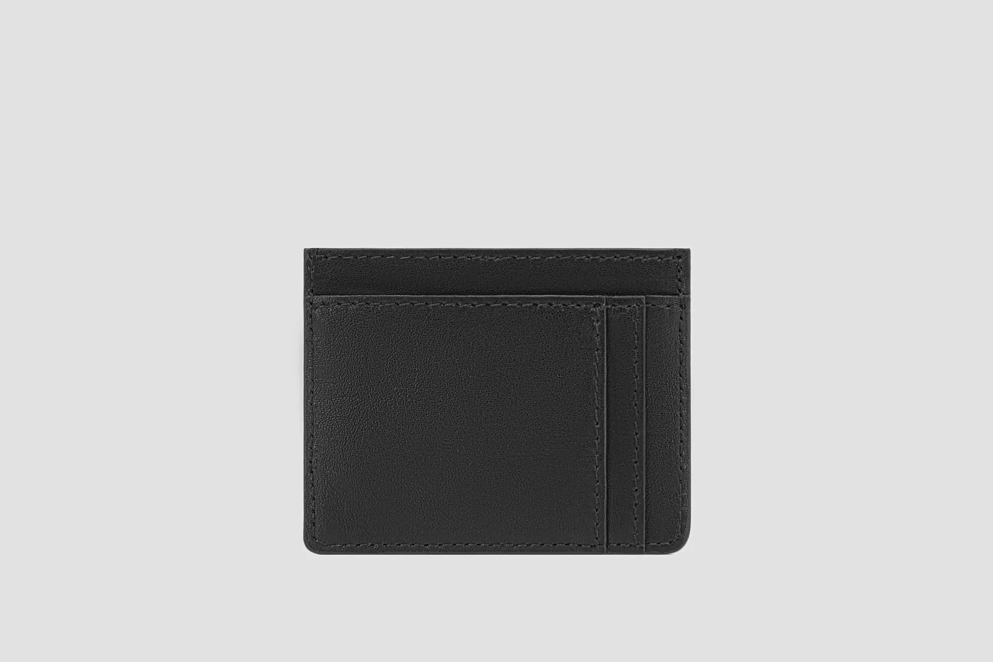 Back view of black llnllm card holder with multiple slot compartments.