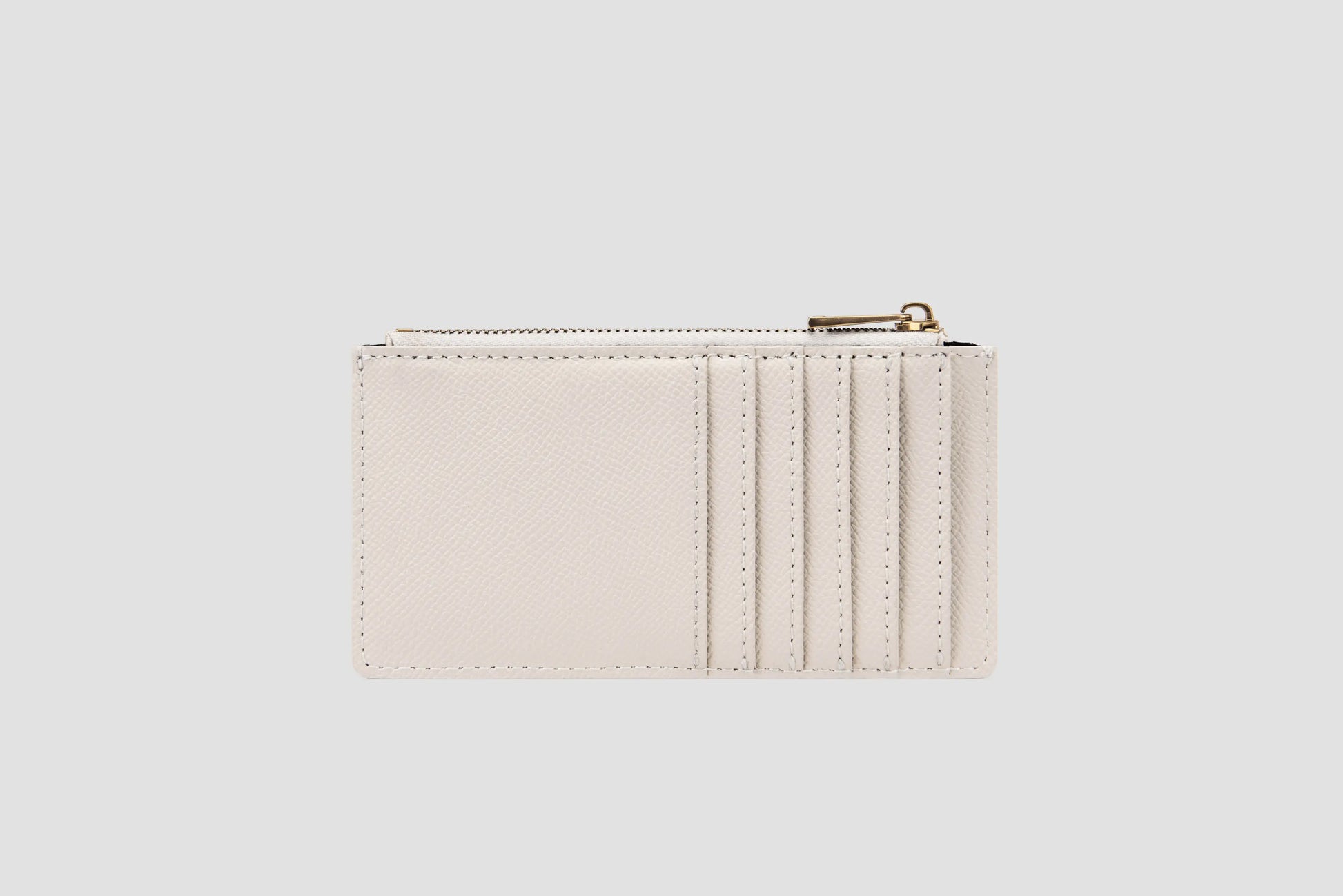 The back view of white llnllm card holder with multiple card slots.